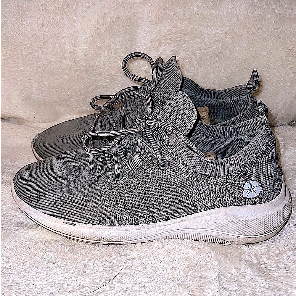 TOMMY BAHAMA GOLF 🌺 GRAY SLIP-ON KNIT CLOTH SNEAKERS WALKING SHOES Womens 9-1/2 - Picture 2 of 9
